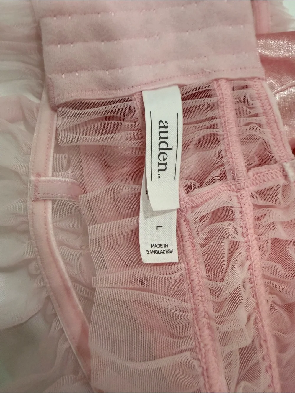 NWT Auden Pink Satin Mesh Ruffle Underwire Bralette Corset Top Size Large - Picture 4 of 8